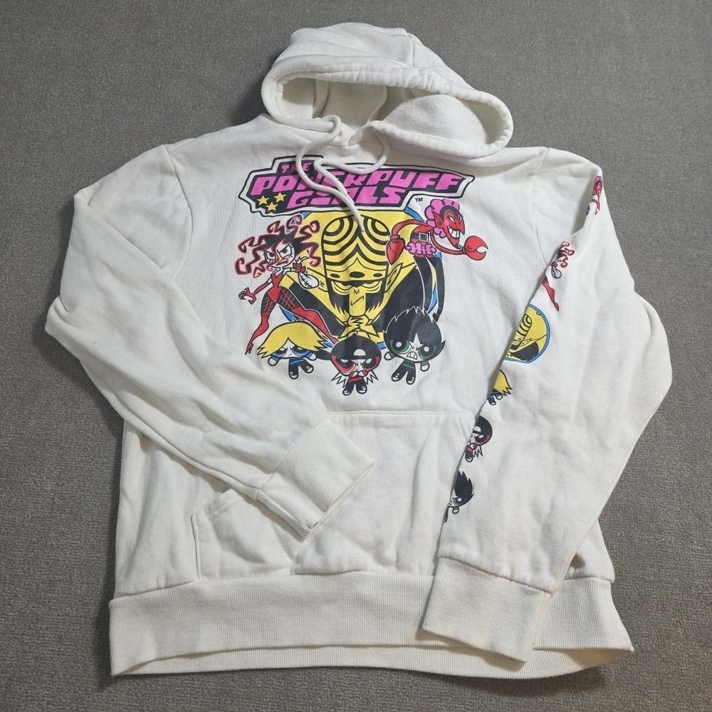Powerpuff Girls Jacket Womens Size Small White Y2K Cartoon Hoodie Athletic